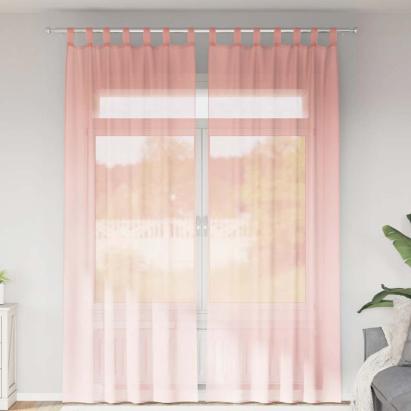 Perdele Voile cu buzunare pentru bare 2 buc Roz GartenMobel Dekor