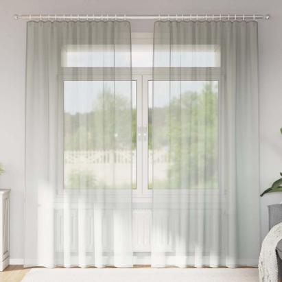 Perdele Voile cu buzunare pentru bare 2 buc gri deschis GartenMobel Dekor
