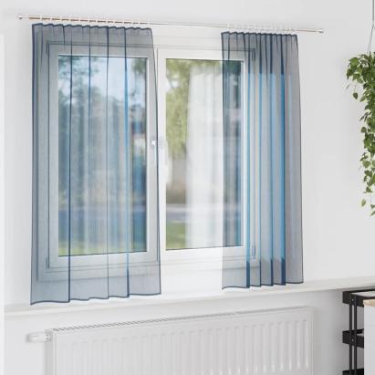 Perdele Voile cu buzunare pentru bare 2 buc Albastru regal GartenMobel Dekor