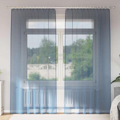 Perdele Voile cu buzunare pentru bare 2 buc Albastru regal GartenMobel Dekor