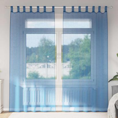 Perdele Voile cu buzunare pentru bare 2 buc Albastru regal GartenMobel Dekor