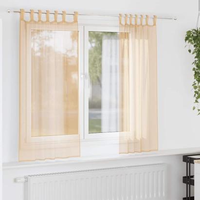 Perdele Voile cu buzunare pentru bare 2 buc Nisip GartenMobel Dekor