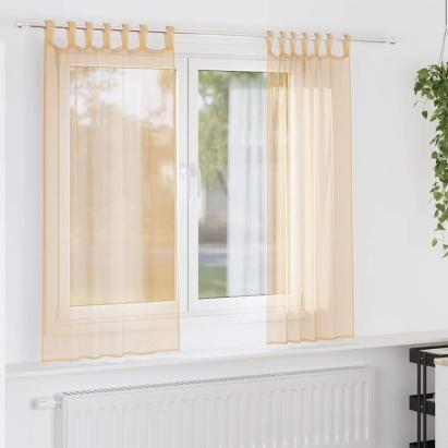 Perdele Voile cu buzunare pentru bare 2 buc Nisip GartenMobel Dekor