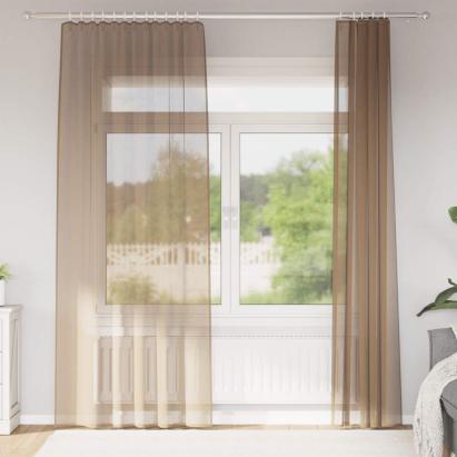 Perdele Voile cu buzunare pentru bare 2 buc maro deschis GartenMobel Dekor