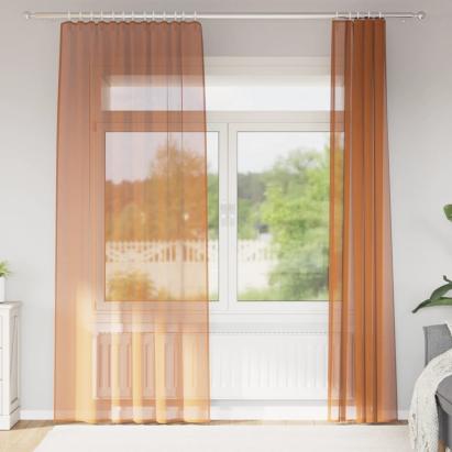 Perdele Voile cu buzunare pentru bare 2 buc teracotă GartenMobel Dekor