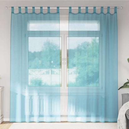 Perdele Voile cu buzunare pentru bare 2 buc Turcoaz GartenMobel Dekor
