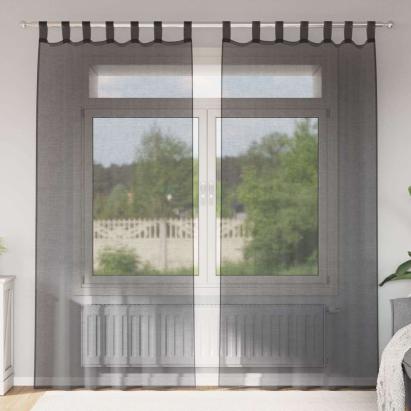 Perdele din voile cu tablă 2 buc Negru GartenMobel Dekor