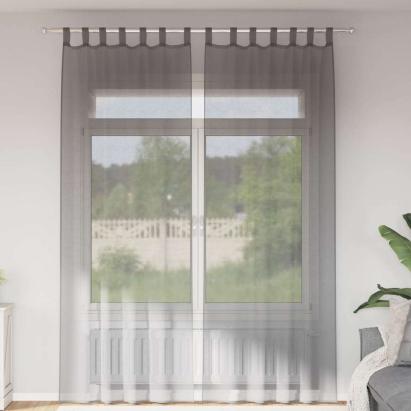 Perdele Voile cu Bucle 2 buc Gri Inchis 140x260 cm GartenMobel Dekor