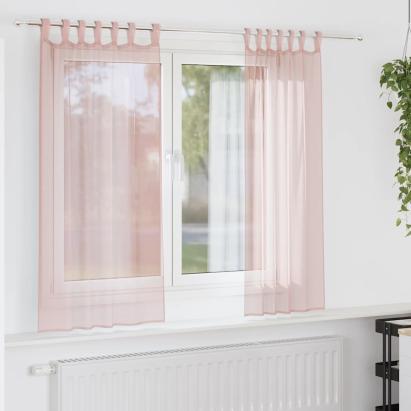 Perdele voal cu bucle 2 buc Roz deschis 140x140 cm GartenMobel Dekor