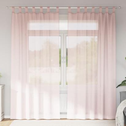 Perdele voal cu bucle 2 buc, roz deschis, 140x225 cm GartenMobel Dekor