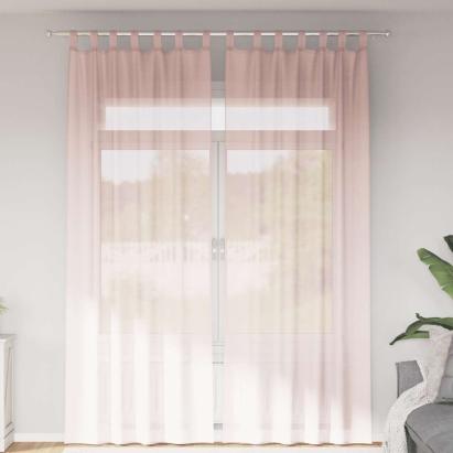 Perdele voal cu bucle 2 buc Roz deschis 140x260 cm GartenMobel Dekor