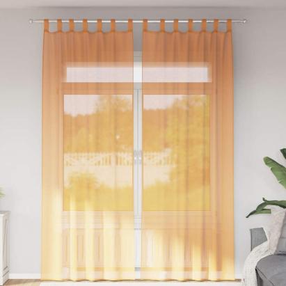 Perdele Voile cu Bucle 2 buc Portocaliu 140x260 cm GartenMobel Dekor