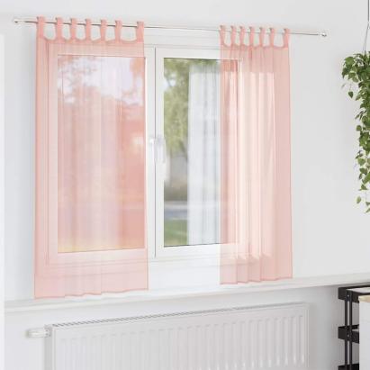 Perdele Voile cu Bucle 2 buc Roz 140x175 cm GartenMobel Dekor