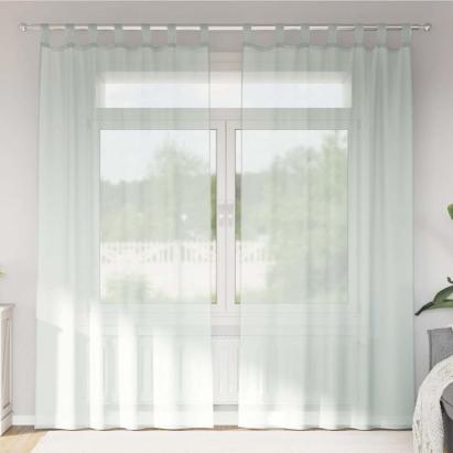 Perdele Voile cu Bucle 2 buc Gri deschis 140x245 cm GartenMobel Dekor