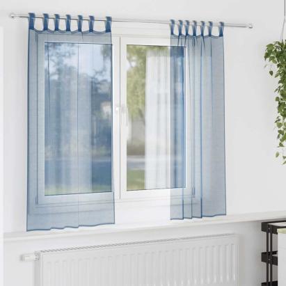 Perdele Voile cu Bucle 2 buc Albastru Regal 140x140 cm GartenMobel Dekor