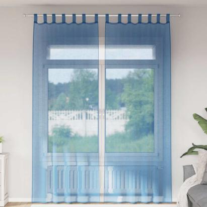 Perdele Voile cu Bucle 2 buc Albastru Regal 140x260 cm GartenMobel Dekor