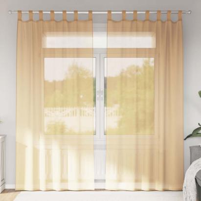 Perdele Voile cu Bucle 2 buc Nisip 140x225 cm GartenMobel Dekor