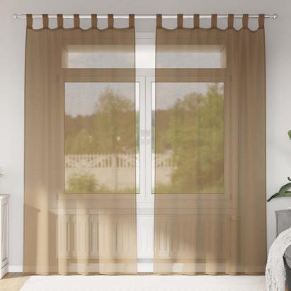 Perdele voal cu bucle 2 buc, maro deschis, 140x225 cm GartenMobel Dekor