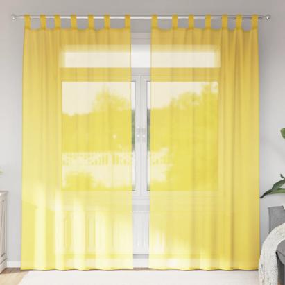 Perdele Voile cu Bucle 2 buc Galben 140x245 cm GartenMobel Dekor