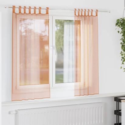 Perdele Voile cu Bucle 2 buc Terracota 140x140 cm GartenMobel Dekor