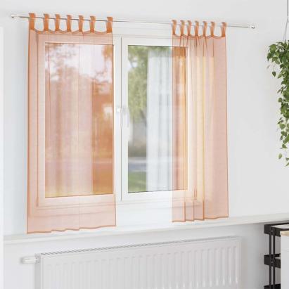 Perdele Voile cu Bucle 2 buc Terracota 140x175 cm GartenMobel Dekor