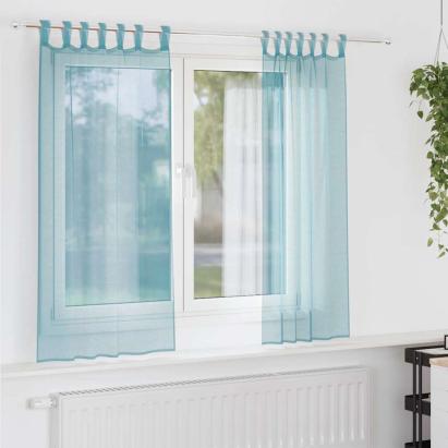 Perdele Voile cu Bucle 2 buc Turcoaz 140x175 cm GartenMobel Dekor