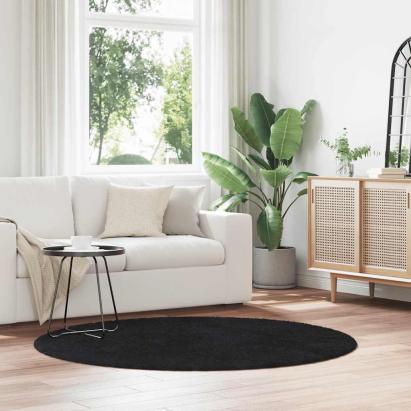 Covor shaggy cu pom înalt, NAVARRA, negru, 160x160cm, poliester GartenMobel Dekor