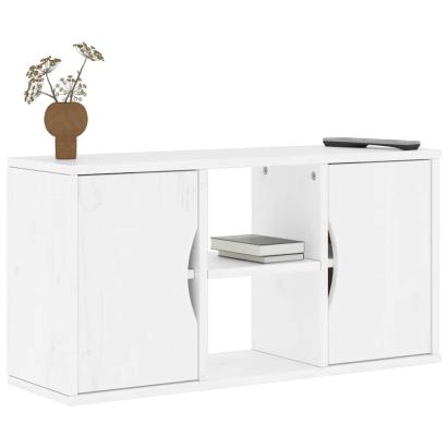 Dulap TV „ODDA” alb 79x24x40 cm din lemn masiv de pin GartenMobel Dekor