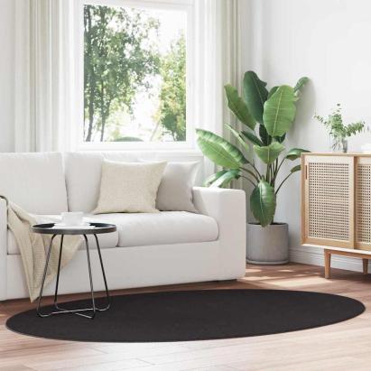 Covoare de zonă Oval HUARTE Negru 140 x 200 cm 100% Polyester GartenMobel Dekor