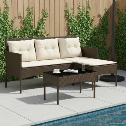 Set de canapele pentru grădină cu pernă 2 pcs poliratan GartenMobel Dekor