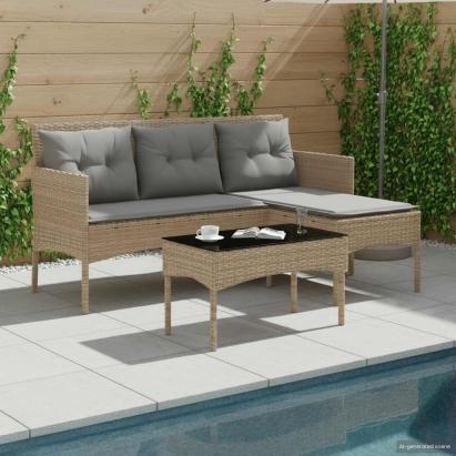 Set de canapele pentru grădină cu pernă 2 pcs poliratan GartenMobel Dekor