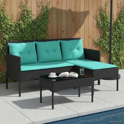 Set de canapele pentru grădină cu pernă 2 pcs poliratan GartenMobel Dekor