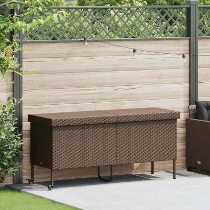 Ladă depozitare de grădină cu roți, maro 160x55x75 cm poliratan GartenMobel Dekor