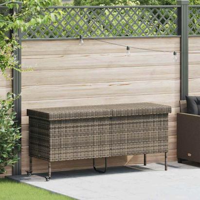 Ladă depozitare de grădină cu roți, gri 160x55x75 cm poliratan GartenMobel Dekor