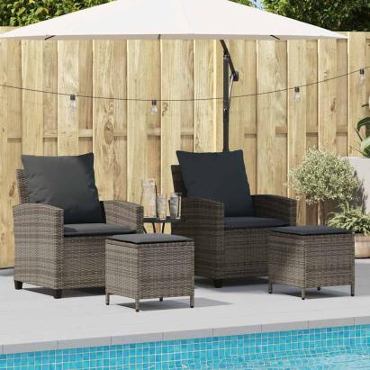 Set canapea de grădină cu perne, 4 piese, gri, poliratan GartenMobel Dekor