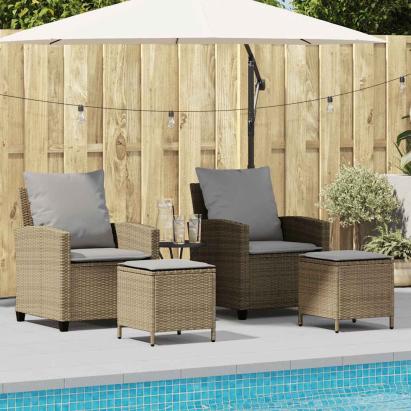 Set canapele de grădină, 4 piese, cu perne, bej, poliratan GartenMobel Dekor