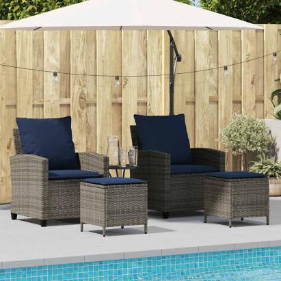 Set canapea de grădină cu perne, 4 piese, gri, poliratan GartenMobel Dekor