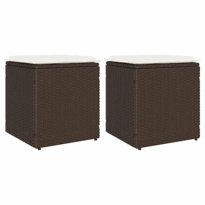 Scaune de grădină cu perne 2 buc Maro 40x40x43 cm Poly Ratan GartenMobel Dekor