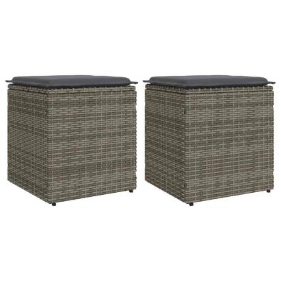 Scaune de grădină cu perne 2 buc Gri 40x40x43 cm Poly Ratan GartenMobel Dekor