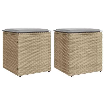 Scaune de grădină cu perne 2 buc Bej 40x40x43 cm Poly Ratan GartenMobel Dekor