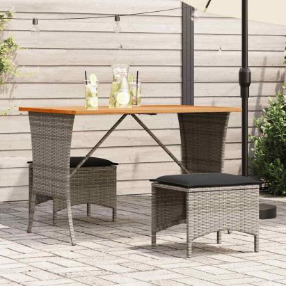 Set mobilier de grădină cu perne, 3 piese, gri, poliratan GartenMobel Dekor