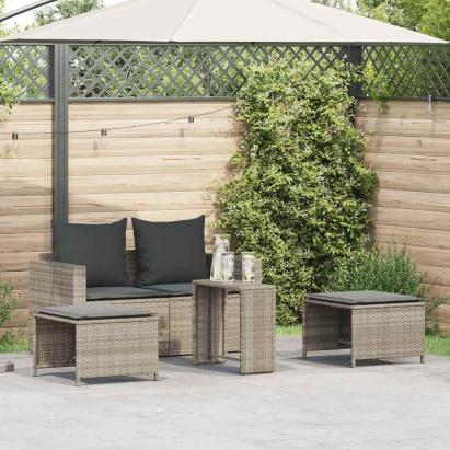 Set canapea de grădină 5 piese cu perne stivuibile gri deschis GartenMobel Dekor