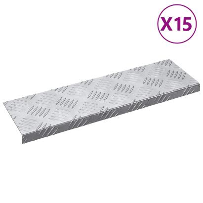 Trepte Dreptunghiular 15 pcs Argintiu 60 x 18 x 2,5 cm Aluminiu GartenMobel Dekor