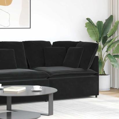 Modul de colț pentru canapea modulară cu perne, negru, 100 cm GartenMobel Dekor