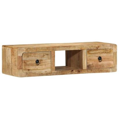 Dulap TV montat pe perete 100x32x25 cm lemn masiv Mango brut GartenMobel Dekor