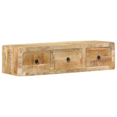 Dulap TV montat pe perete 100x32x25 cm lemn masiv Mango brut GartenMobel Dekor