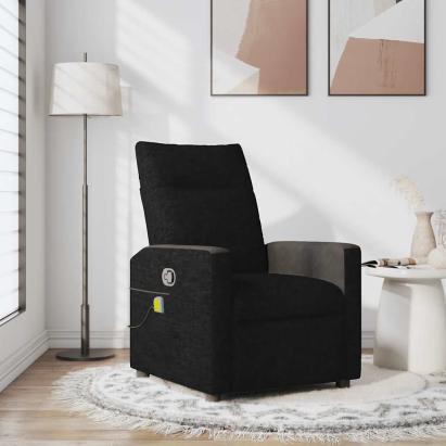 Fotoliu de masaj rabatabil, negru, material textil GartenMobel Dekor