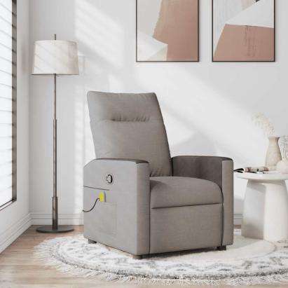 Fotoliu de masaj rabatabil, gri taupe, material textil GartenMobel Dekor