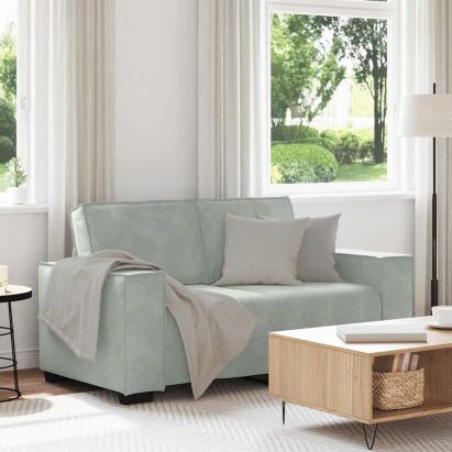 Canapea cu 2 locuri, gri deschis, 160x78x84 cm, catifea GartenMobel Dekor