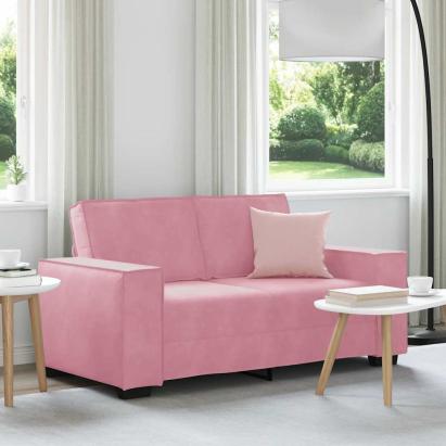 Canapea cu 2 locuri, roz, 160x78x84 cm, catifea GartenMobel Dekor